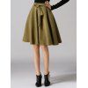 High Waist Pure Color Bowknot Skirt - ARMY GREEN S