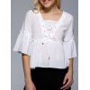 Flare manches Flounce Ruffles Lace-Up Blouse - Blanc ONE SIZE