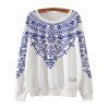 Minium Bleu Bandana Imprimer lâche Sweatshirt - Blanc L