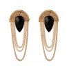 Boucles d'oreilles frangées de chaînes avec décoration de gemmes fausses - Noir 