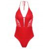 See-Through Halter Backless Maillots de bain - Rouge XL