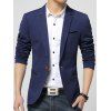Lapel manches longues poche poitrine One-Button Blazer - Bleu 3XL