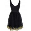 Alluring Women's Floral Embroidered Lace Spliced Dress - BLACK L