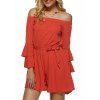 Off-The-épaule Flare manches Romper - Tangerine XL