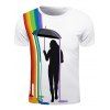 3D Figure et Colorful Imprimer Splash-Ink T-shirt col rond manches courtes hommes élégants  's - Blanc 2XL