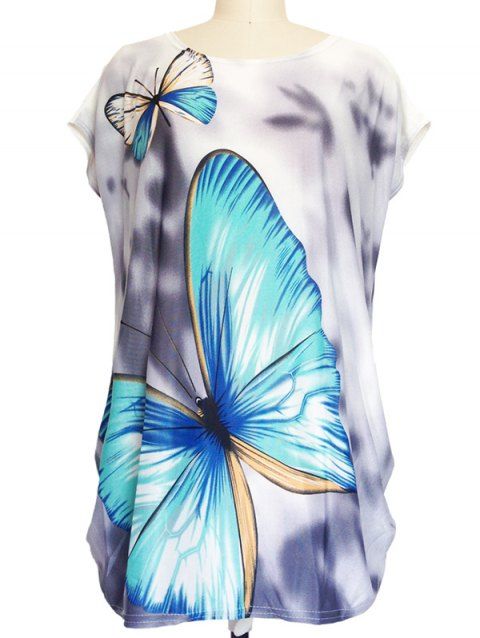 [41% OFF] 2019 3D Butterfly Print Baggy T-Shirt In GRAY | DressLily