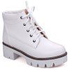 Lace-Up Plate-forme des bottes de combat de talon Chunky - Blanc 37