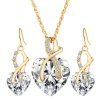 Rhinestone Faux Crystal Heart Wedding Jewelry Set - WHITE 