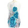 Floral 3D Print froncé motif léopard T-shirt - Bleu ONE SIZE