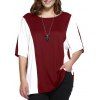 Corsage Bloc de Couleurs Grande Taille - Rouge vineux XL