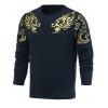 Neck manches longues ronde dragon T-shirt imprimé - Cadetblue M