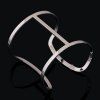 Découpez Out Curved Rectangle Cage Cuff Bracelet - Blanc Argent 