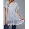 Lace Splicing manches courtes T-shirt - Gris Clair XL