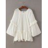 Flouncing Frilled Side Strappy Blouse - Blanc ONE SIZE