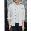 Plus Size Turn-Down Collar manches longues Edging conception de poche shirt - Blanc M