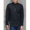 Col rabattu manches longues Taille Plus Lettre Chemise brodée - Noir 5XL