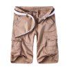 Solid Color Multi-Pocket Straight Leg Zipper Fly Men's Cargo Shorts - Jaune 3XL