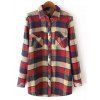 Casual Patron Pocket Tartan Chemise à manches longues - Rouge vineux L