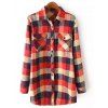 Casual Patron Pocket Tartan Chemise à manches longues - Rouge L