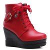 Buckle Wedge Heel Lace-Up Bottes Courtes - Rouge 38