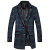 Manteau à Tartan avec Simple Boutonngage de Grande Taile à Manches Longus à Col Revers - Vert L