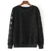 Plus Size Motif floral évider Sweatshirt - Noir XL