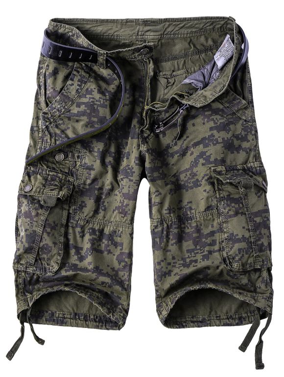 Droites Shorts Hommes d 'Camouflage  Leg Multi-Pocket Zipper Fly Cargo - Camouflage 3XL