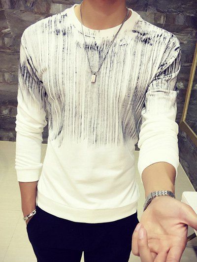 

Round Neck Long Sleeve Cross Painting Print Sweatshirt, White