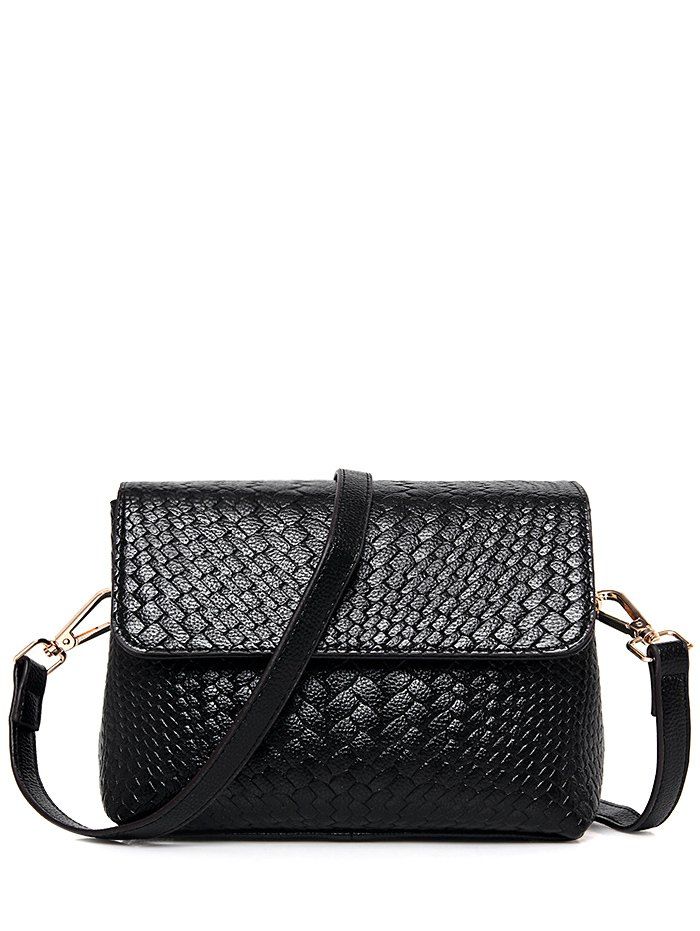 

PU Leather Weaving Crossbody Bag, Black