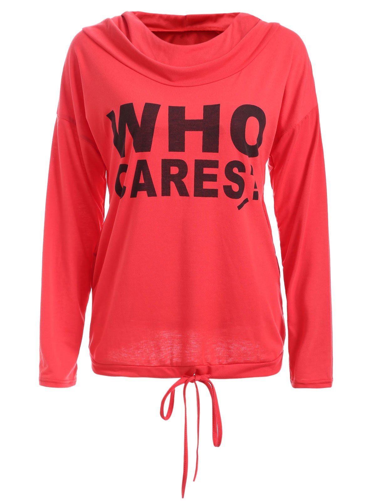 

Letter Print Front Pocket Hoodie, Red