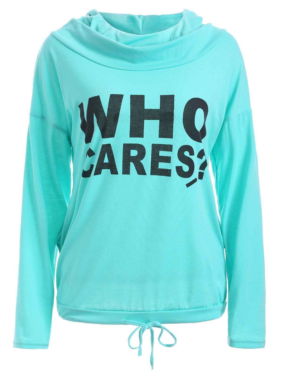 

Letter Print Front Pocket Hoodie, Mint green