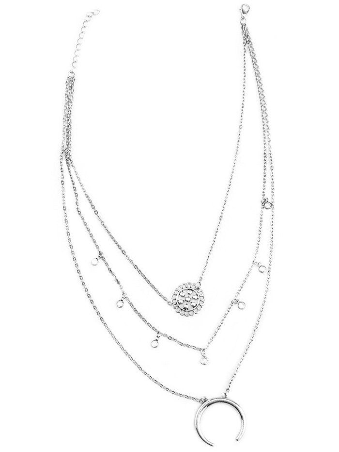 

Multilayered Alloy Blossom Beads Circle Necklace, Silver