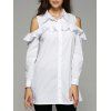 Ruffles manches longues épaule shirt froid - Blanc S