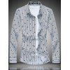 Long Sleeve All-Over rayures et motif de fleurs T-shirt - Blanc 3XL