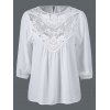 Dentelle Patchwork Broderie en vrac Blouse - Blanc S