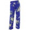 Imprimé floral taille élastique Pantalon droit - Bleu XL