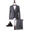 Plus Size simple boutonnage Tartan à manches longues revers Trois-Piece Suit (Blazer + Gilet + Pantalon) - Gris 3XL