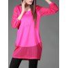 Grille Spliced ​​manches bouffantes ajourée Robe - Rouge Rose 3XL
