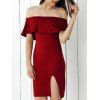Split Off The Shoulder Skinny Dress - Rouge foncé XL