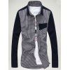 Col rabattu vichy Breast épissage Shirt Pocket - Bleu Violet 2XL