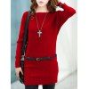 Extensible Belted Minceur Robe pull - Rouge ONE SIZE