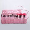 Cosmetic 24 Pcs Soft Pony Hair Makeup Brushes Set with PU Leather Brush Bag - Rose 