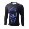 Sweat-shirt à Col Rond Imprimé Crâne Flamme 3D Manches Longues - Noir L