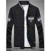 Triangle inversé Imprimer manches longues Zip Up Varsity Jacket-rayures - Noir L