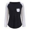 Preppy Color Block Stripe Scoop Neck Sweatshirt - Noir 2XL