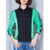 Contraste Couleur Spliced ​​ample chemise - Vert 3XL
