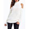 Textured Cold Shoulder Sweater - WHITE ONE SIZE