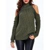 Textured Cold Shoulder Sweater - ARMY GREEN ONE SIZE