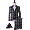 Plus Size simple boutonnage à carreaux à manches longues revers Trois-Piece Suit (Blazer + Gilet + Pantalon) - multicolore XL