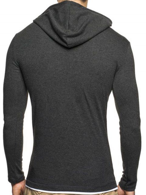 [41% OFF] 2018 Long Sleeve Hooded Slimming T-Shirt In DEEP GRAY 2XL ...